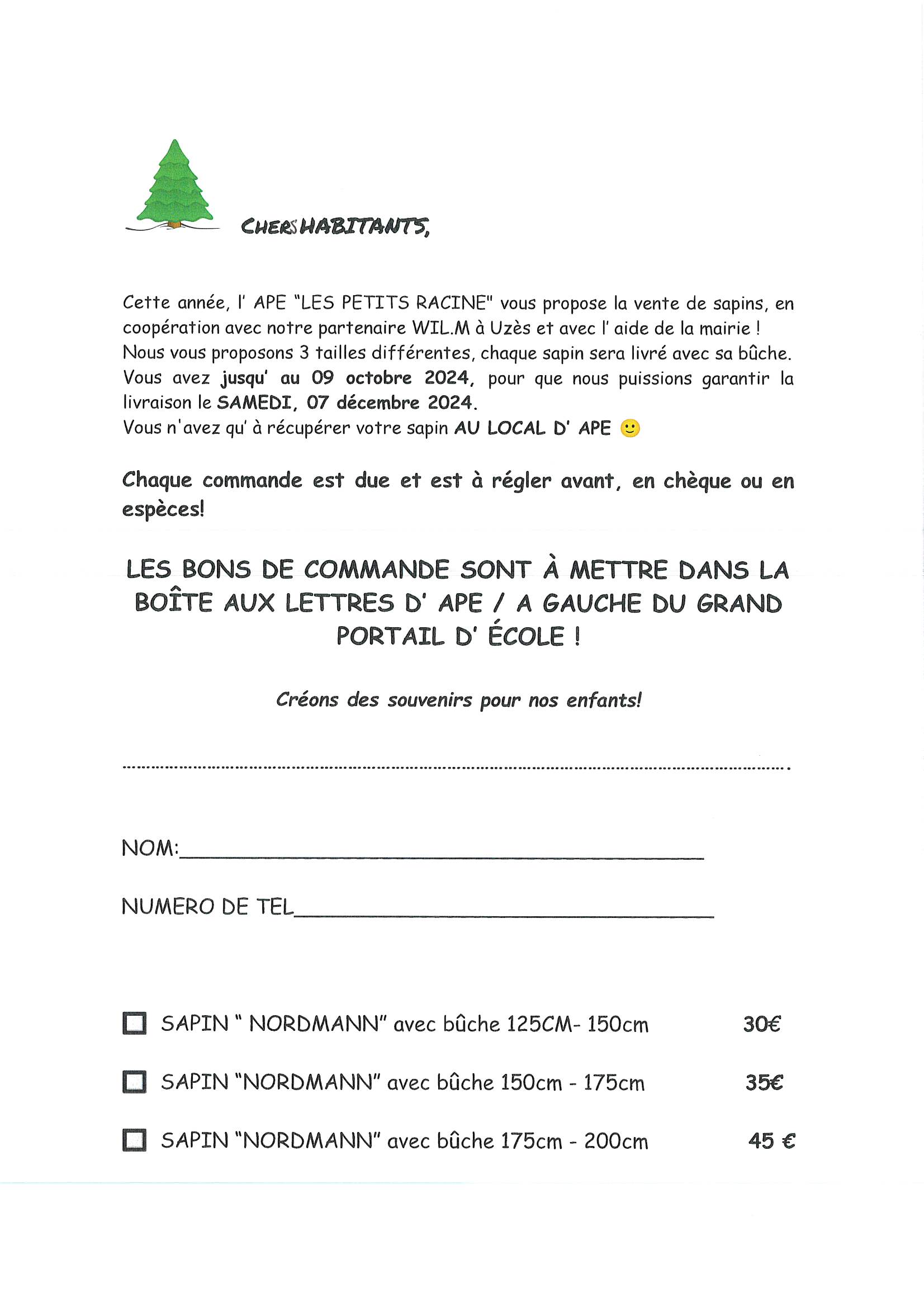 Vente de sapins de Noël